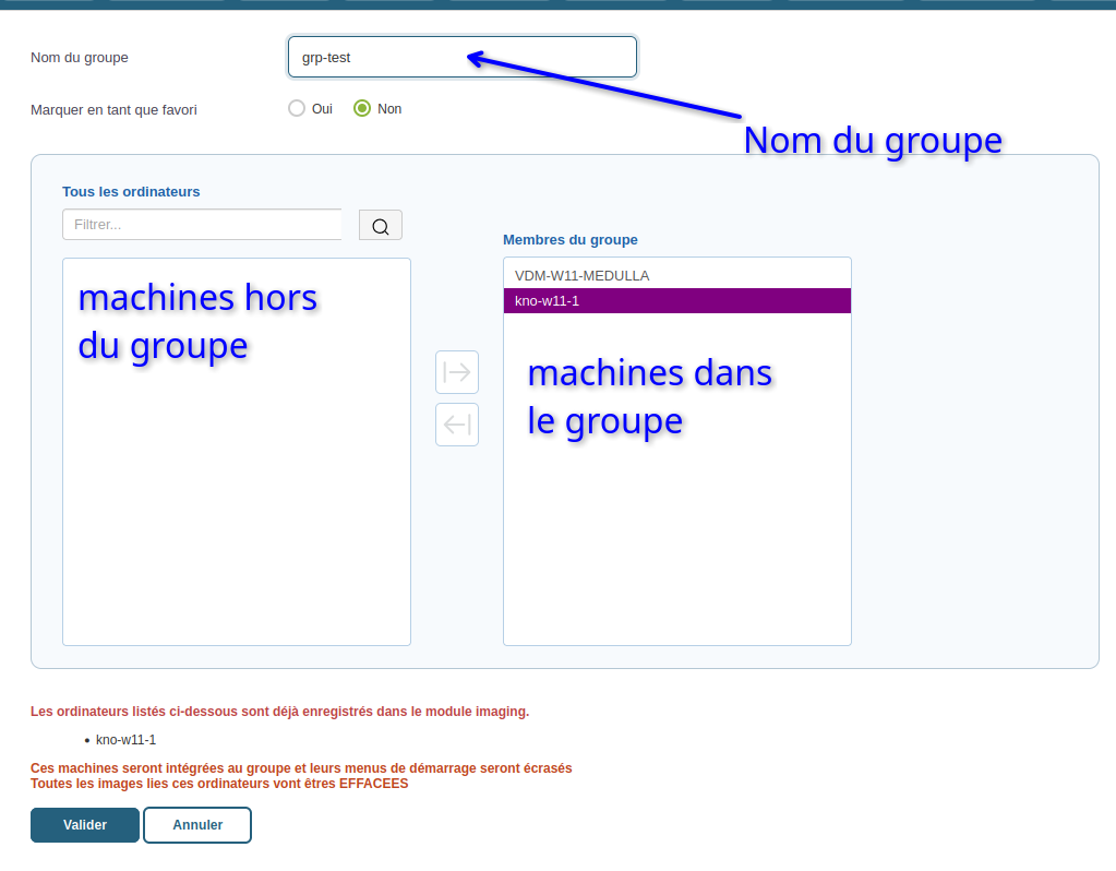 Sélection des machines du groupe d'imaging